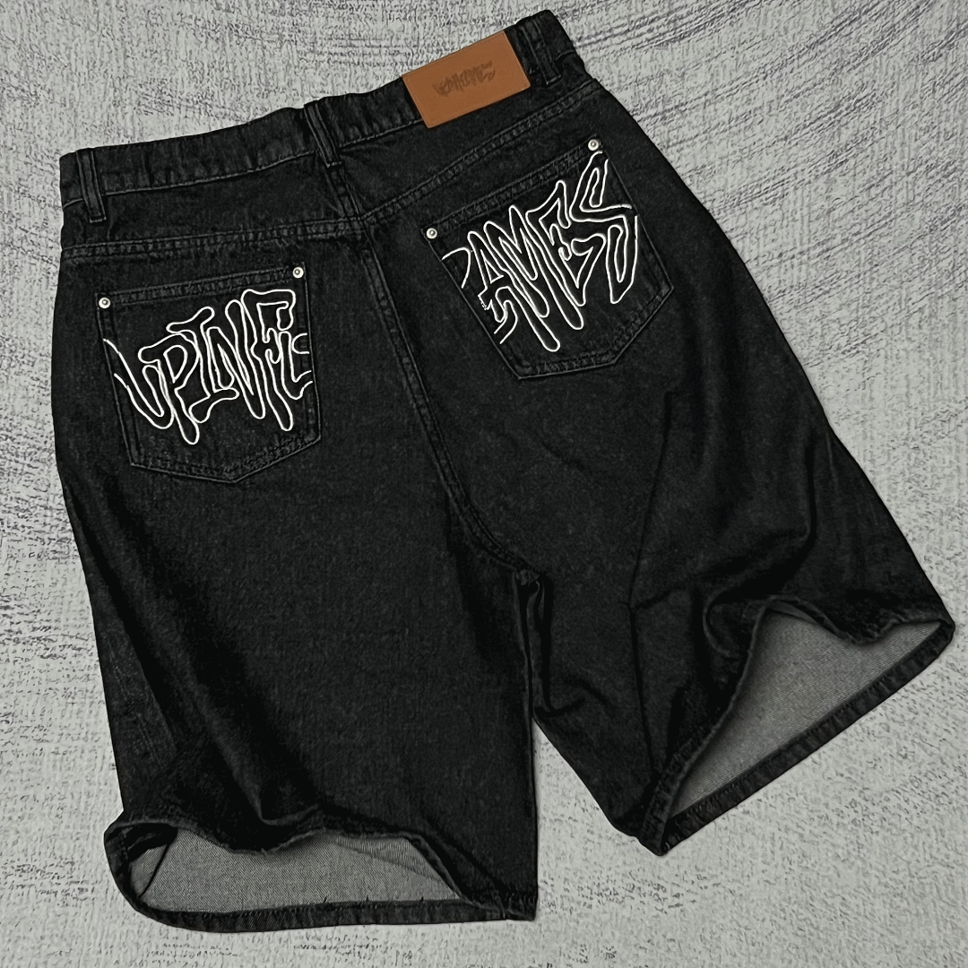 Up In Flames Denim Shorts (black) - Image 4