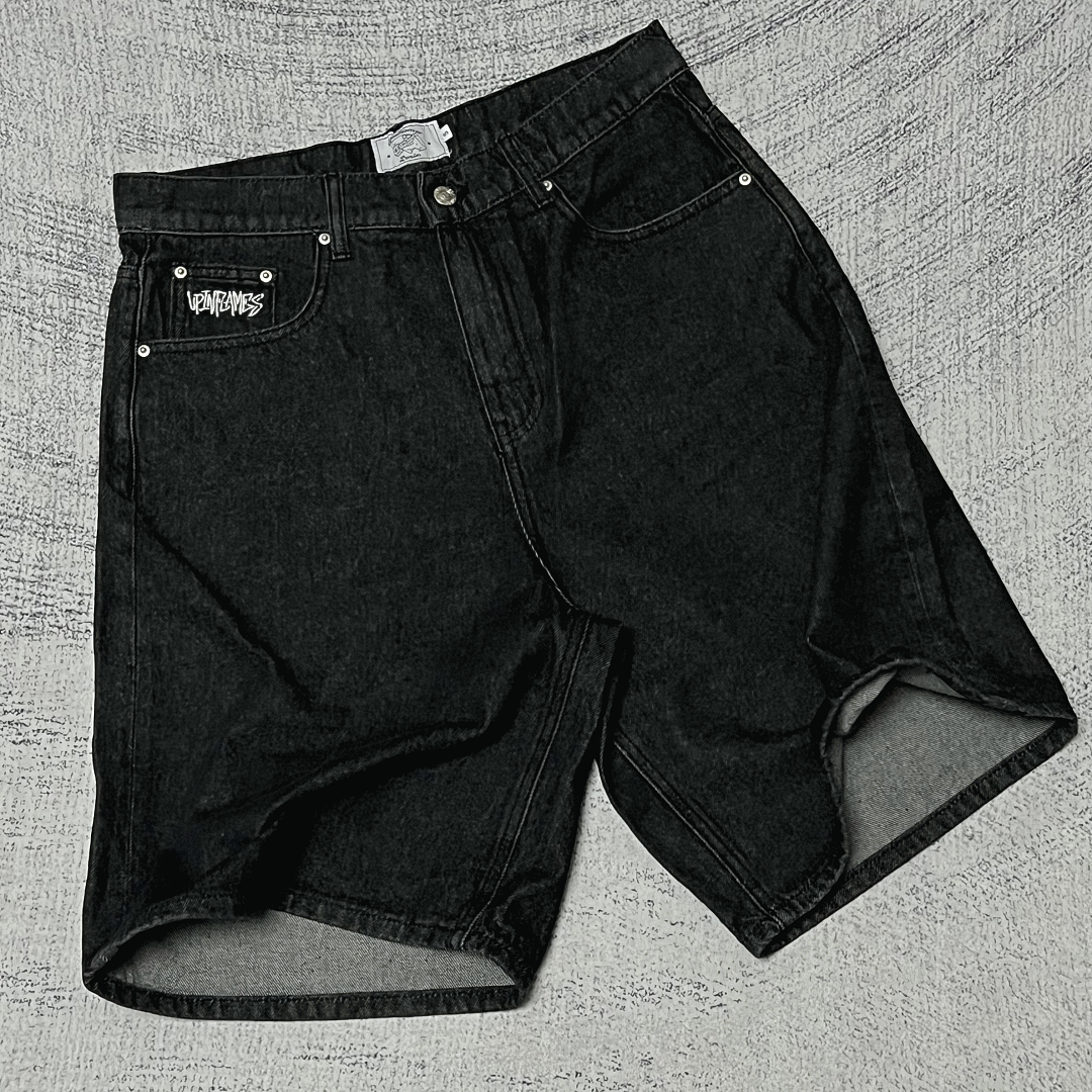 Up In Flames Denim Shorts (black) - Image 5