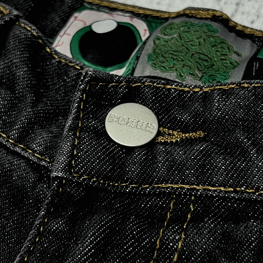 Poser Leaf Embroidered Denim Shorts - Image 14