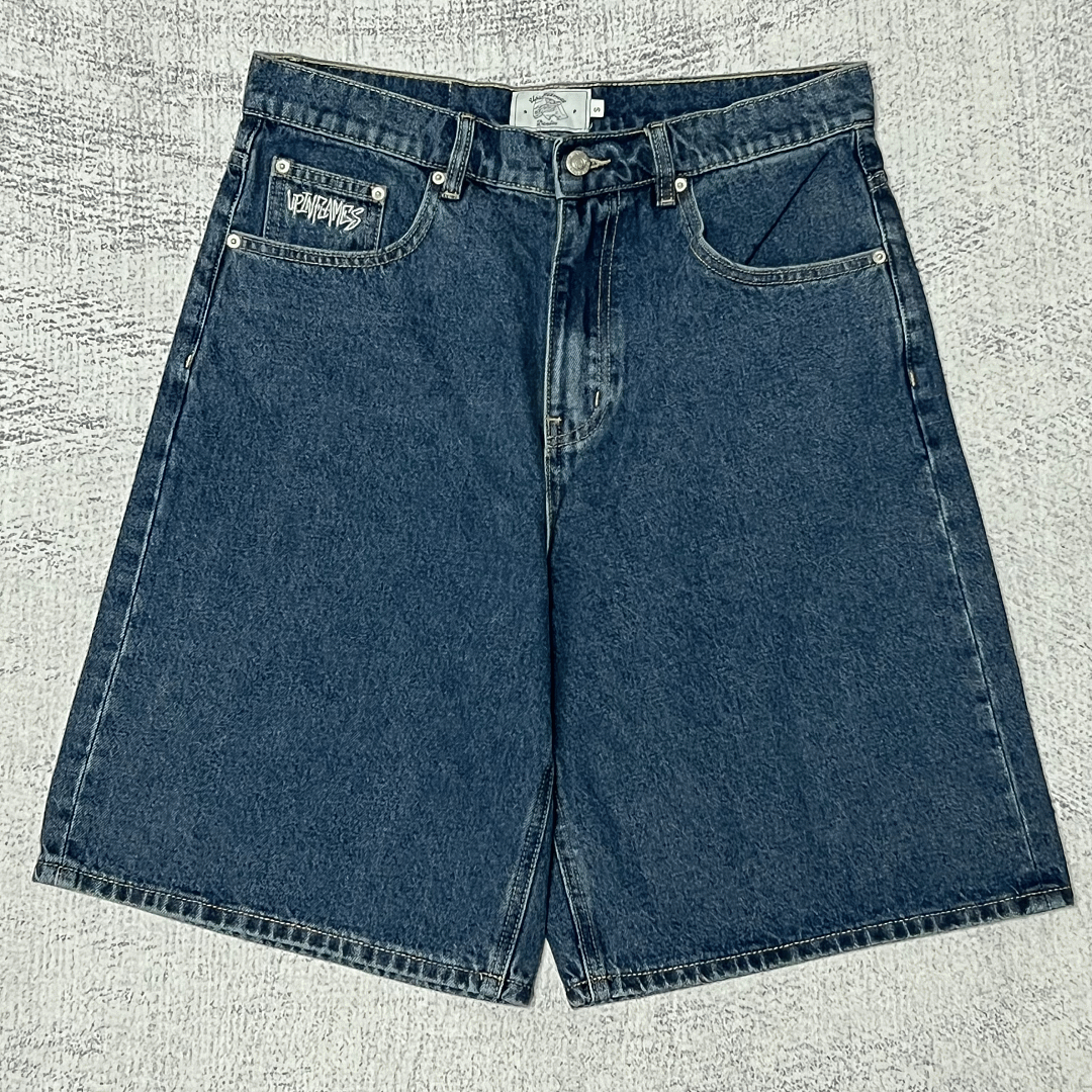 Up In Flames Denim Shorts (Blue) - Image 3