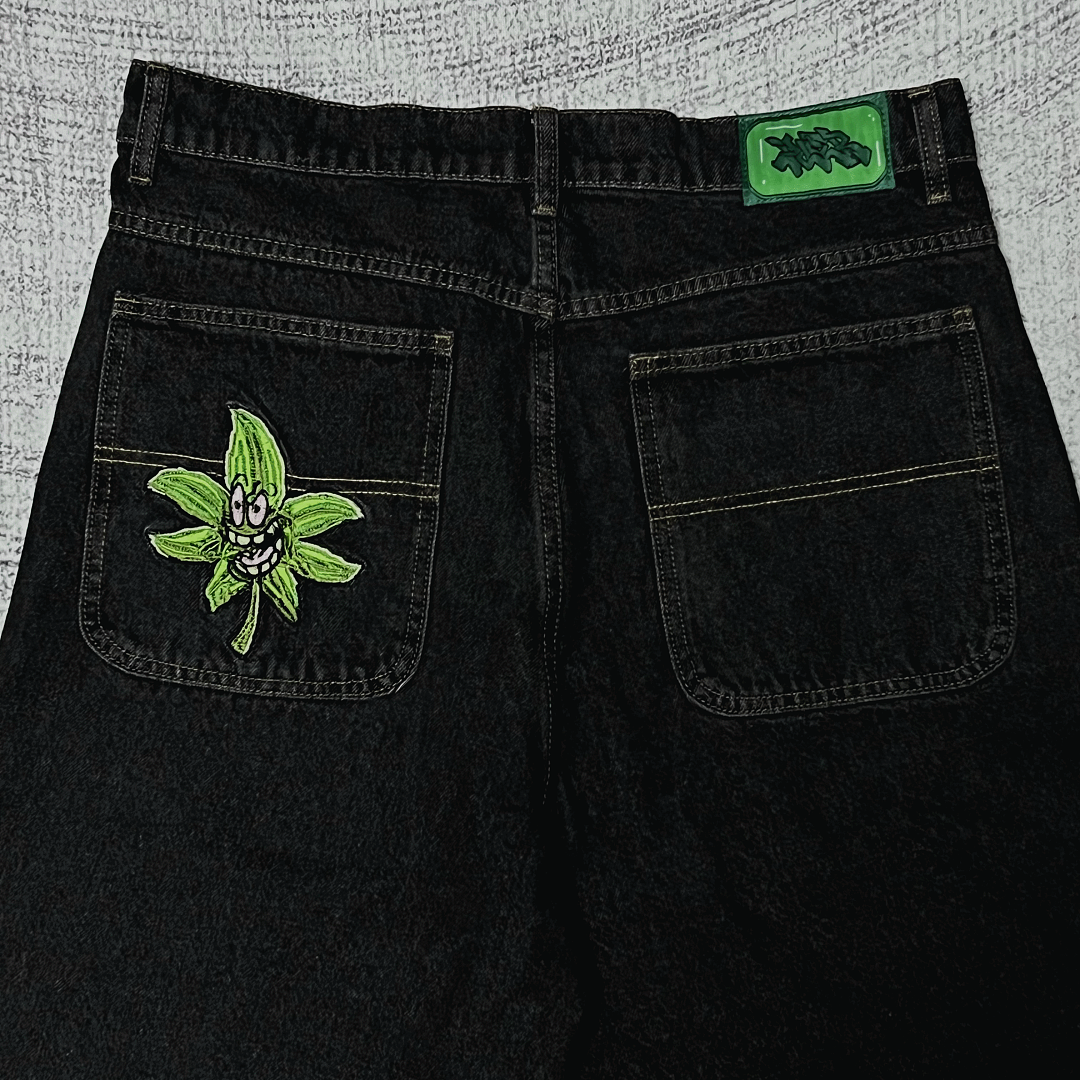 Poser Leaf Embroidered Denim Shorts - Image 9
