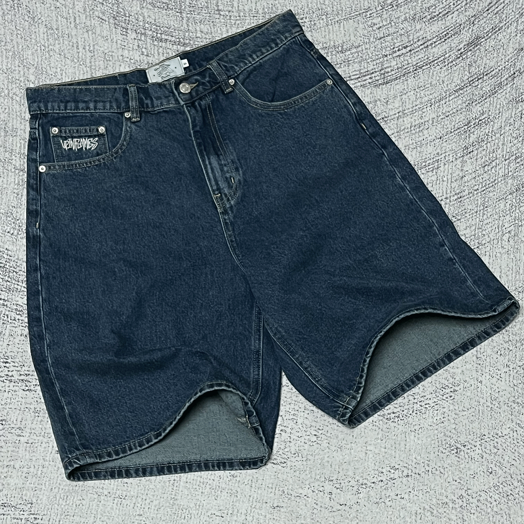 Up In Flames Denim Shorts (Blue) - Image 5