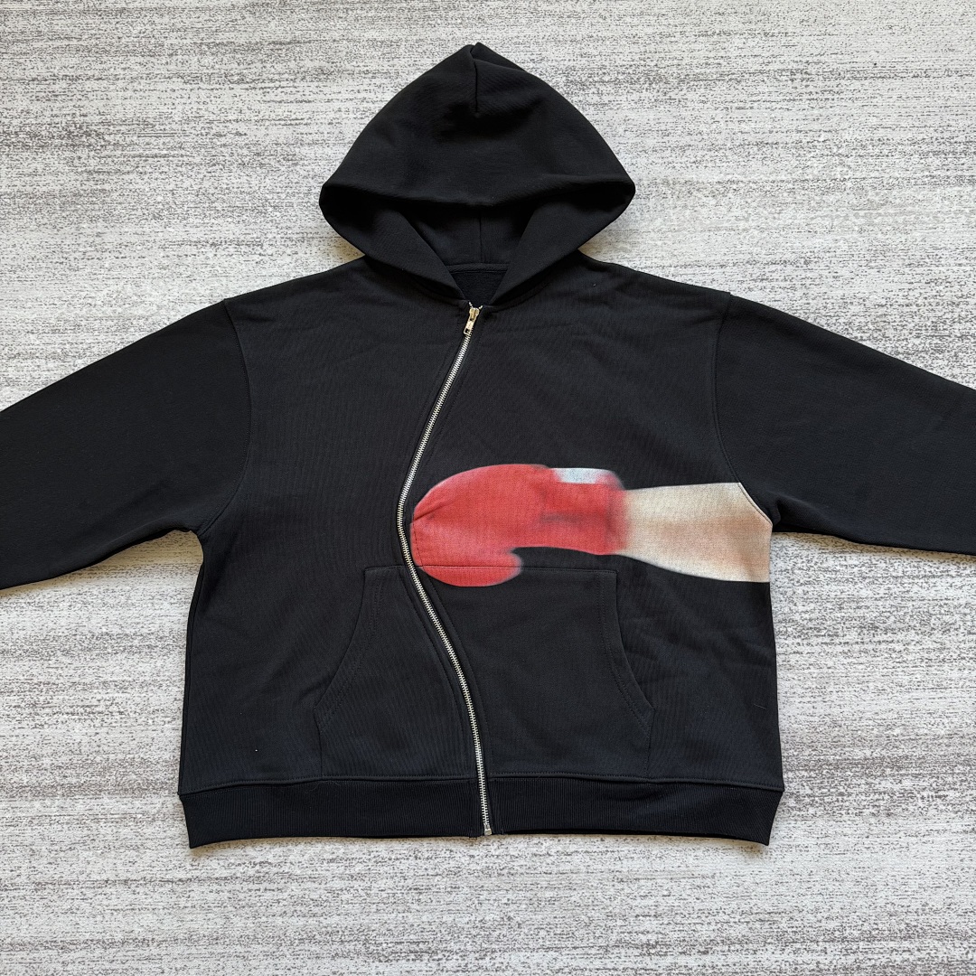 Unbranded Boxing Print-Wave Zipper Hoodie - Image 4
