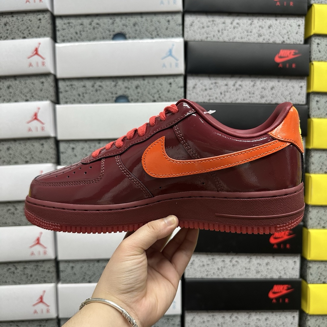 Nike Air Force 1 Low Patent Leather Dark Team Red Safety (Orange) - Image 5