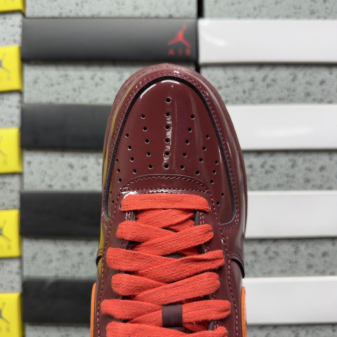 Nike Air Force 1 Low Patent Leather Dark Team Red Safety (Orange) - Image 3
