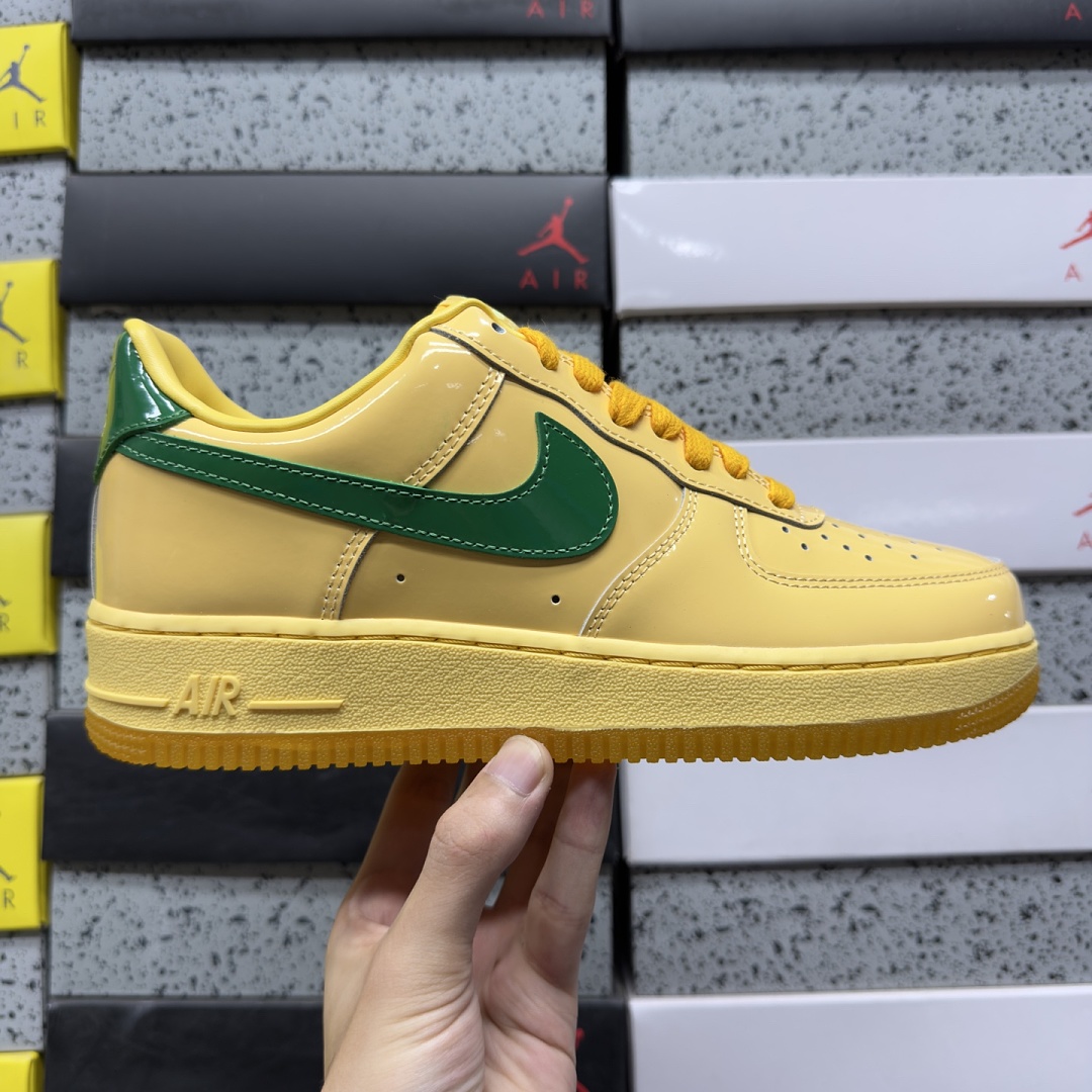 Nike Air Force 1 Low Patent Leather Topaz Gold Pine (Green) - Image 3