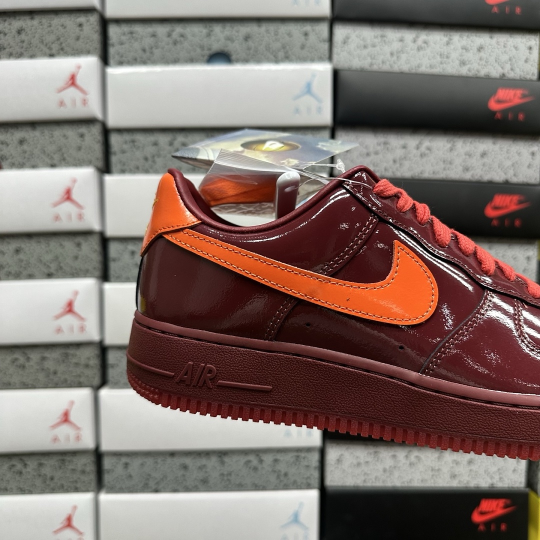 Nike Air Force 1 Low Patent Leather Dark Team Red Safety (Orange) - Image 4