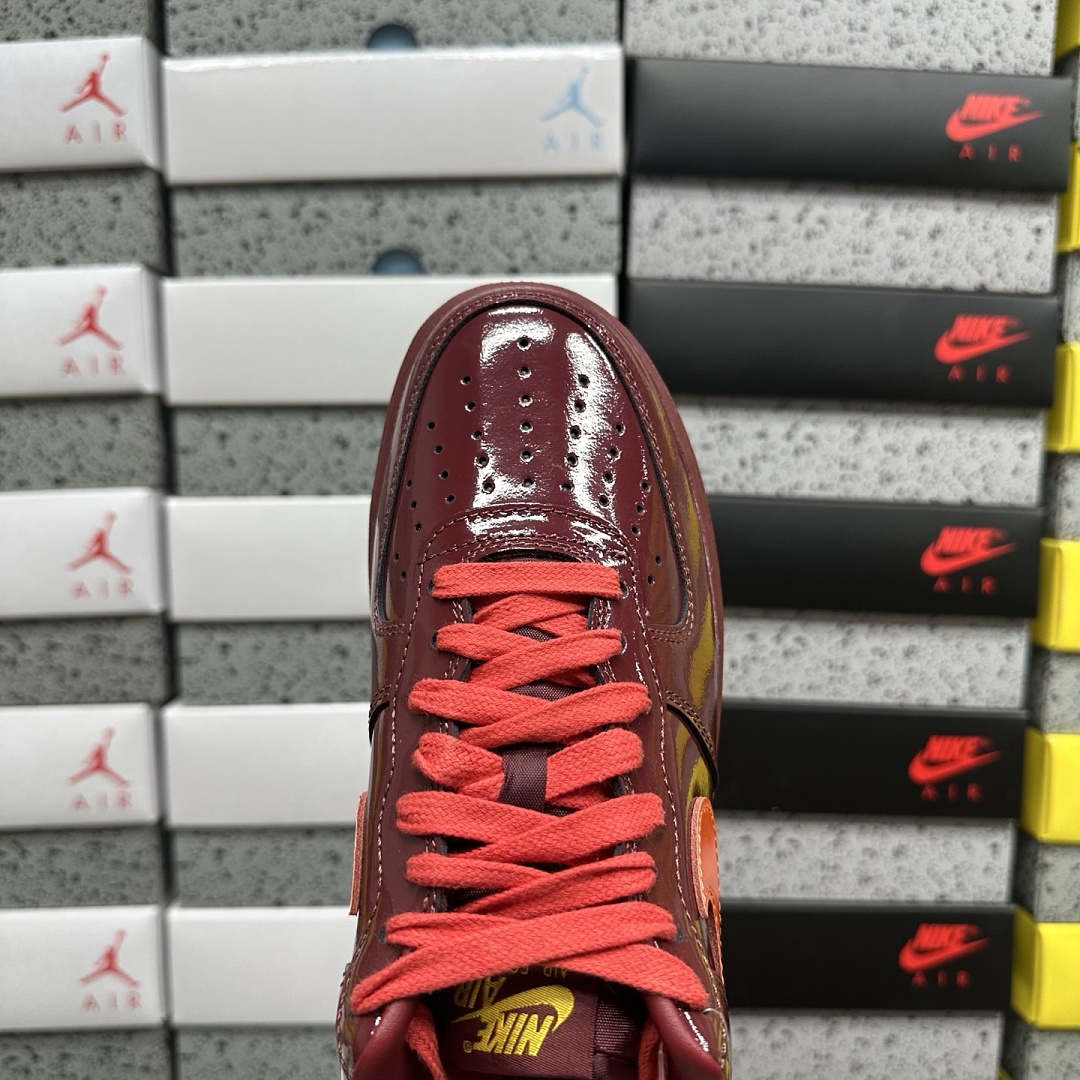 Nike Air Force 1 Low Patent Leather Dark Team Red Safety (Orange) - Image 6