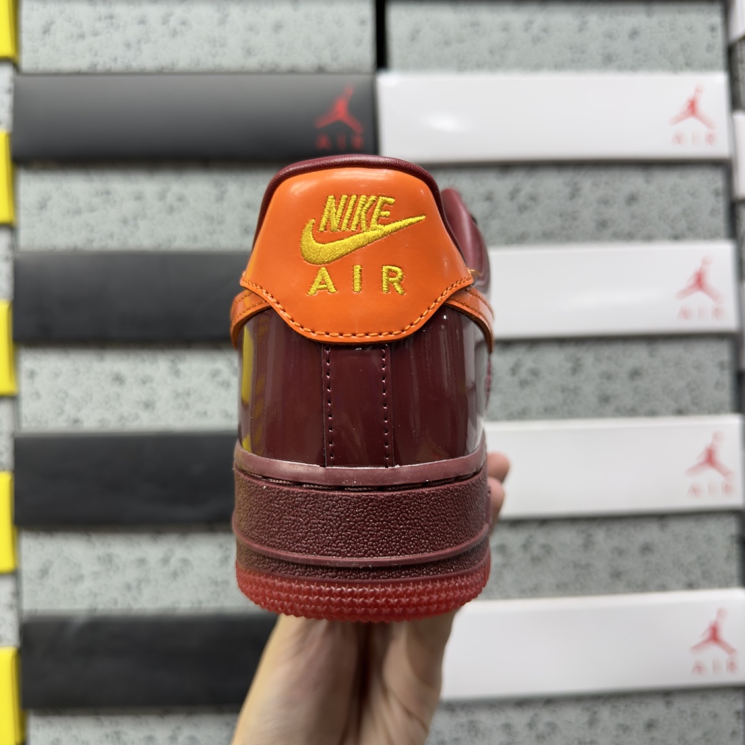 Nike Air Force 1 Low Patent Leather Dark Team Red Safety (Orange) - Image 7