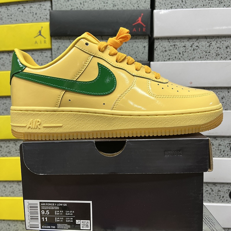 Nike Air Force 1 Low Patent Leather Topaz Gold Pine (Green)