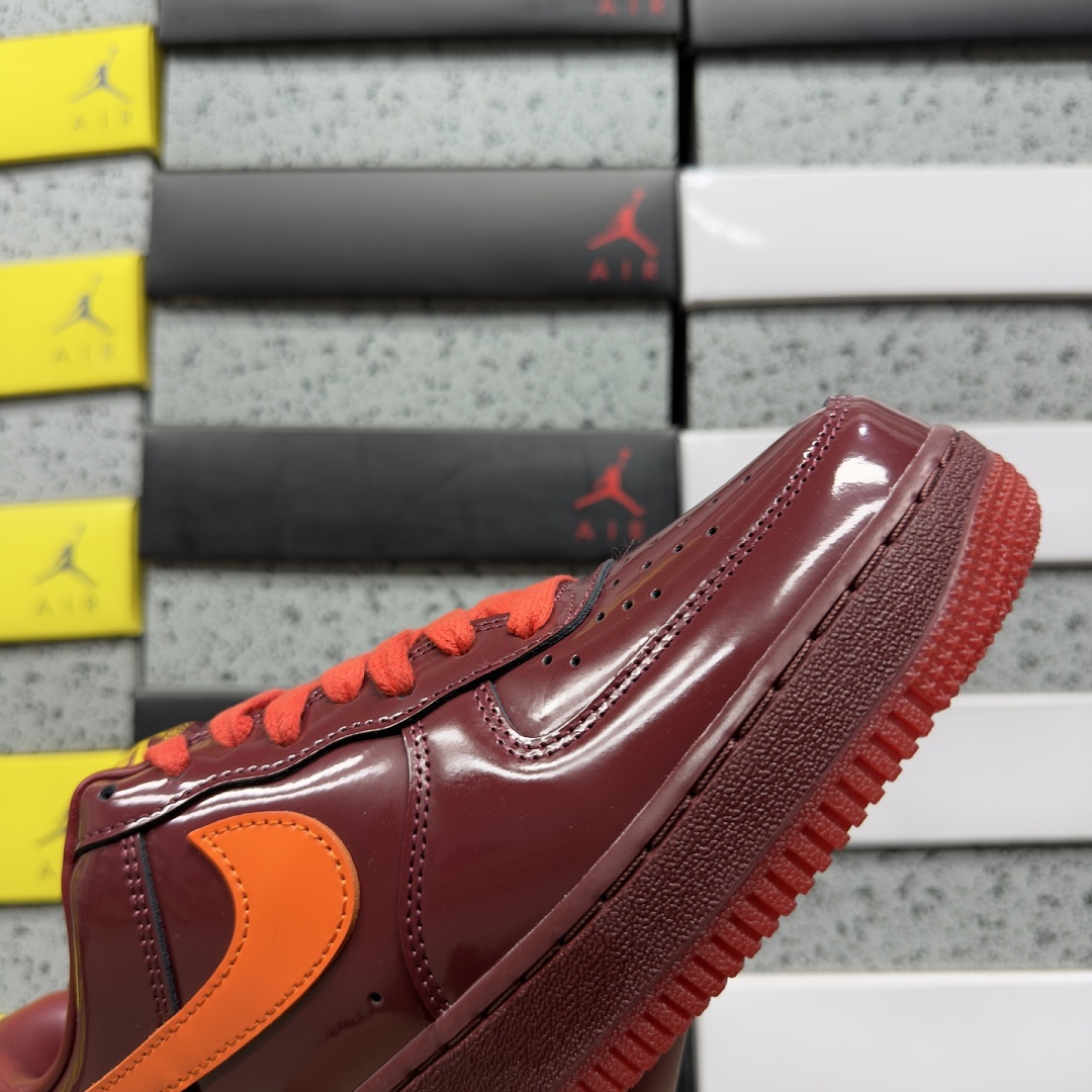 Nike Air Force 1 Low Patent Leather Dark Team Red Safety (Orange) - Image 4