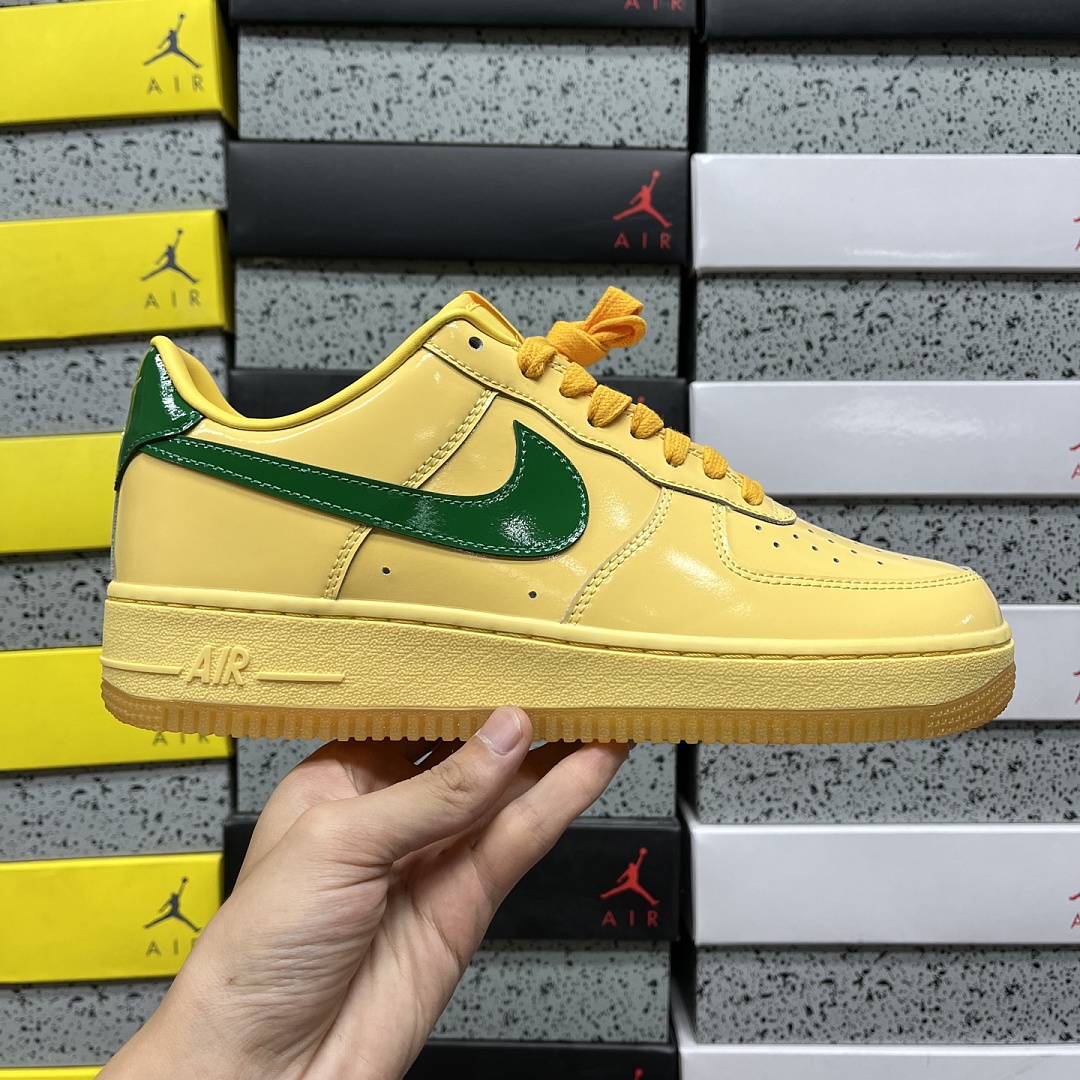 Nike Air Force 1 Low Patent Leather Topaz Gold Pine (Green) - Image 6