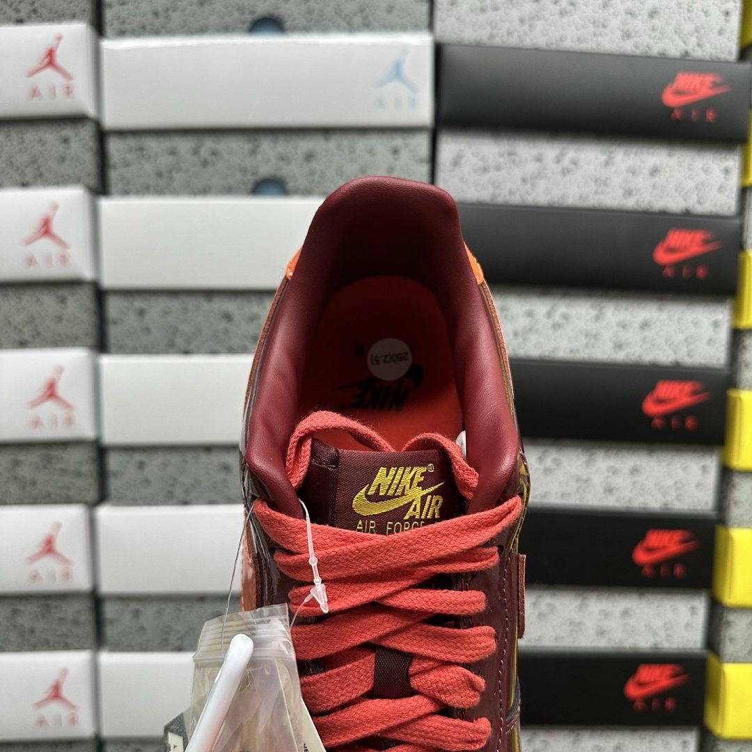 Nike Air Force 1 Low Patent Leather Dark Team Red Safety (Orange) - Image 9