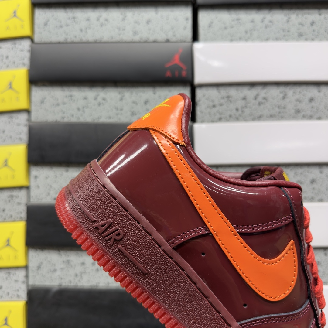 Nike Air Force 1 Low Patent Leather Dark Team Red Safety (Orange) - Image 9