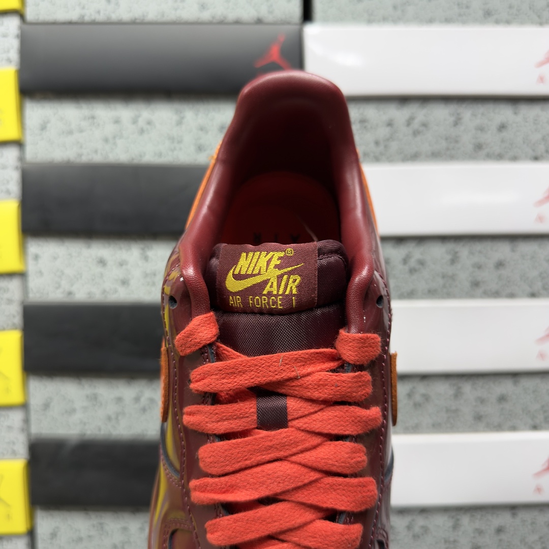 Nike Air Force 1 Low Patent Leather Dark Team Red Safety (Orange) - Image 2