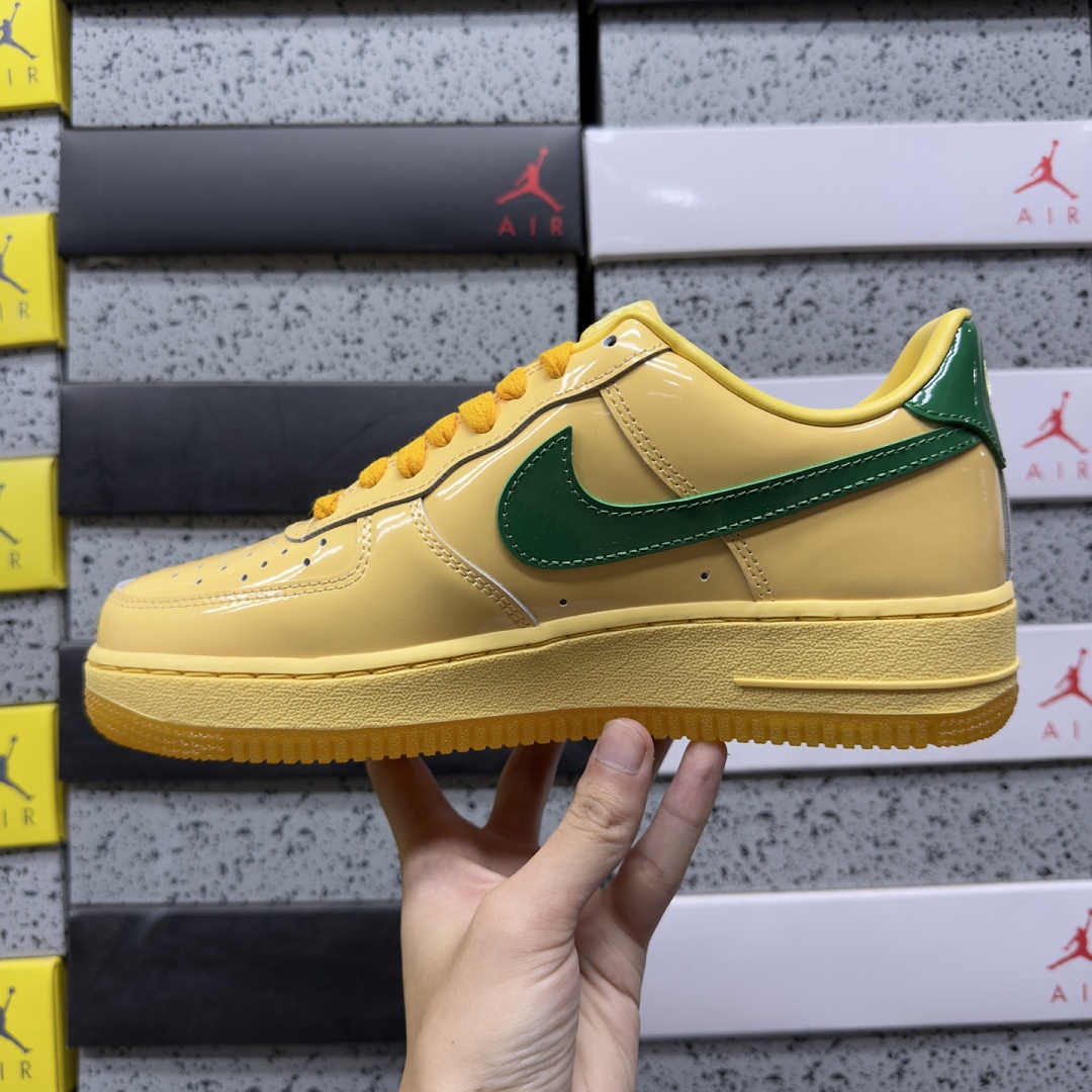 Nike Air Force 1 Low Patent Leather Topaz Gold Pine (Green) - Image 8