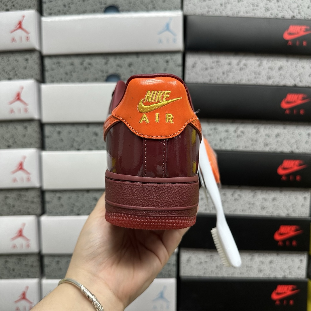 Nike Air Force 1 Low Patent Leather Dark Team Red Safety (Orange) - Image 2