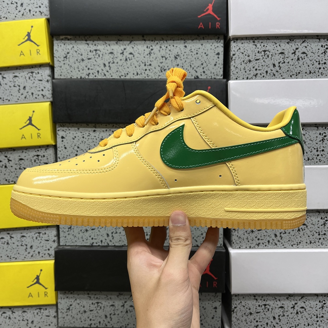 Nike Air Force 1 Low Patent Leather Topaz Gold Pine (Green) - Image 9